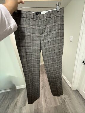 Banana Republic Plaid Straight-Leg Pants in Gray and Brown